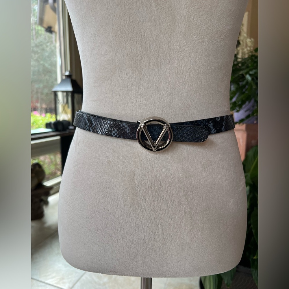 Valentino By Mario Valentino Black Snakeskin Belt